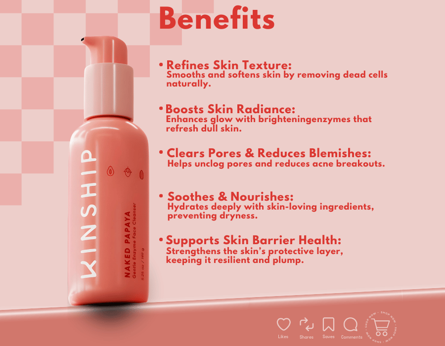 "Kinship Naked Papaya Cleanser | Brightening Enzyme Glow & Deep Hydration | Natural Formula for Radiant Skin | Get Yours Today"